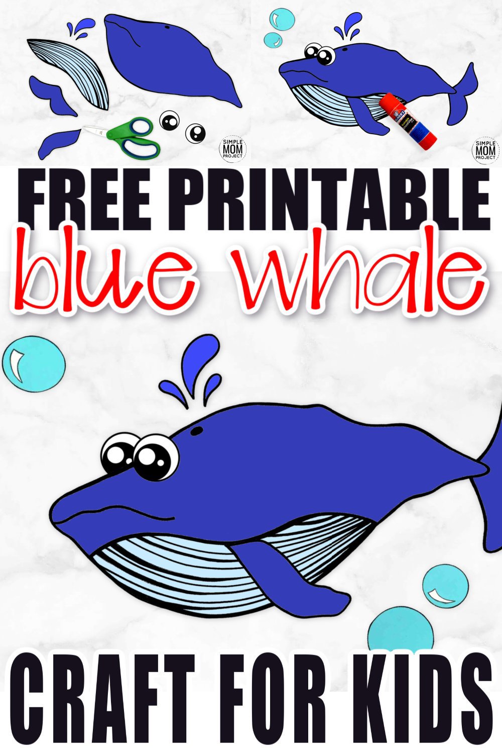 Easy DiY Blue Whale Craft For Kids With Free Whale Template Simple