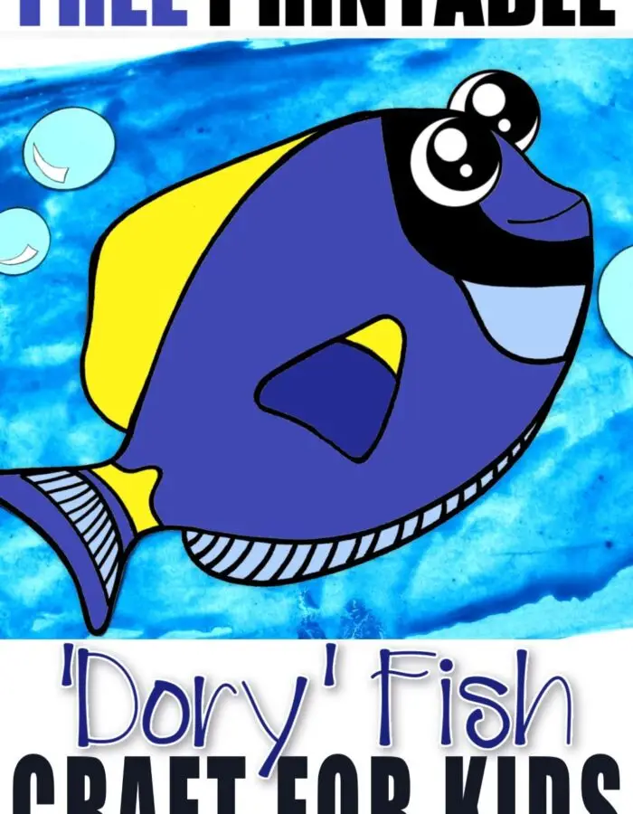 Free Printable Dory Blue Tang Fish Ocean Animal Craft for Kids, preschoolers and toddlers