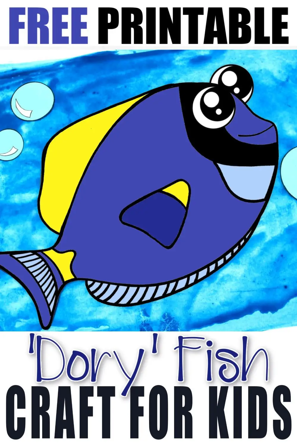 Free Printable Dory Blue Tang Fish Ocean Animal Craft for Kids, preschoolers and toddlers