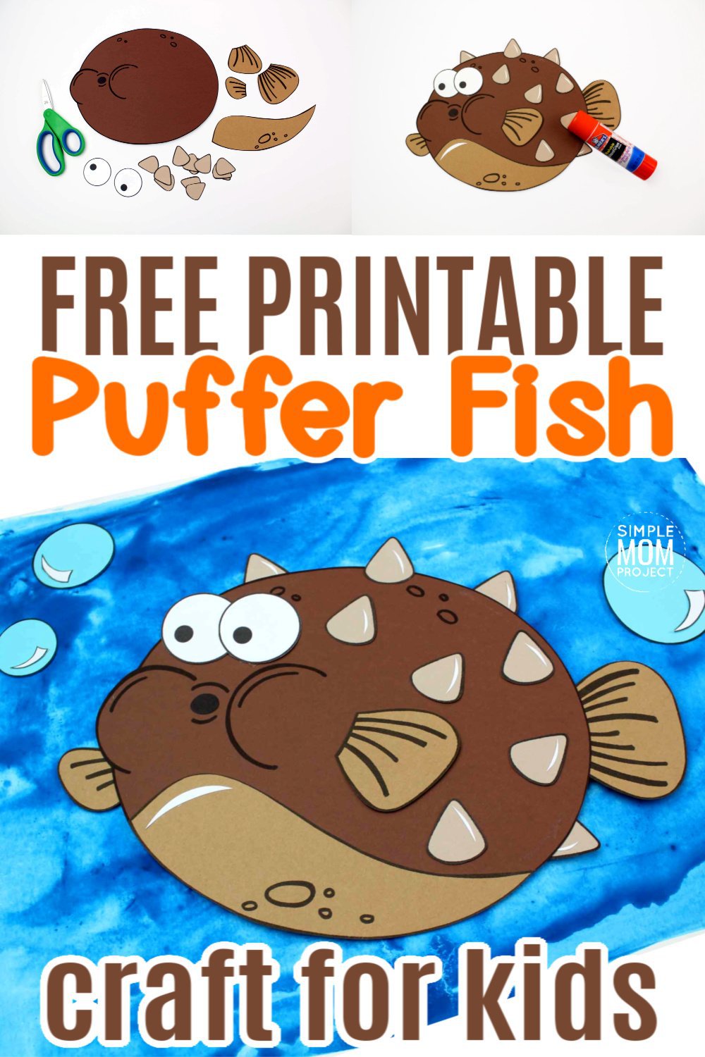 Free Printable Blow Fish Ocean Animal Craft for Kids, preschoolers and toddlers