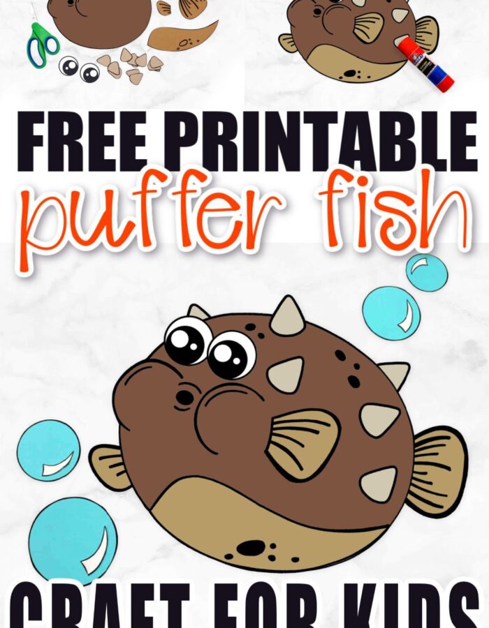Are you feeling crafty this morning? Use our free printable blowfish puffer fish template to make this adorable ocean themed craft! You don't need a paper plate to make this blow fish and puffer fish friend. Just grab your kids, preschoolers or toddlers and start crafting! #blowfish #pufferfish #blowfishcrafts #pufferfishcrafts #oceananimals #oceananimalcrafts