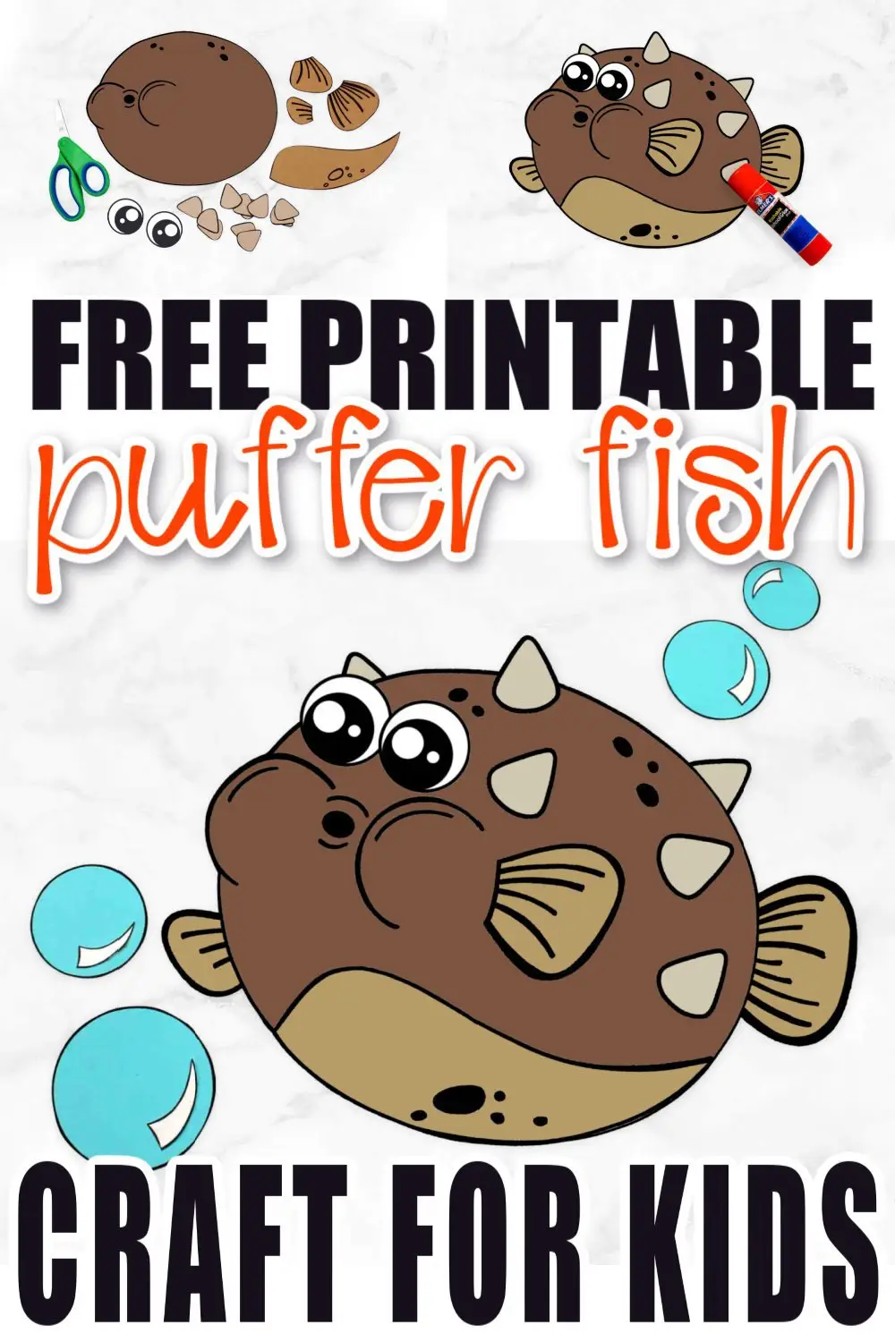Free Printable Puffer Fish Ocean Animal Craft for Kids, preschoolers and toddlers 