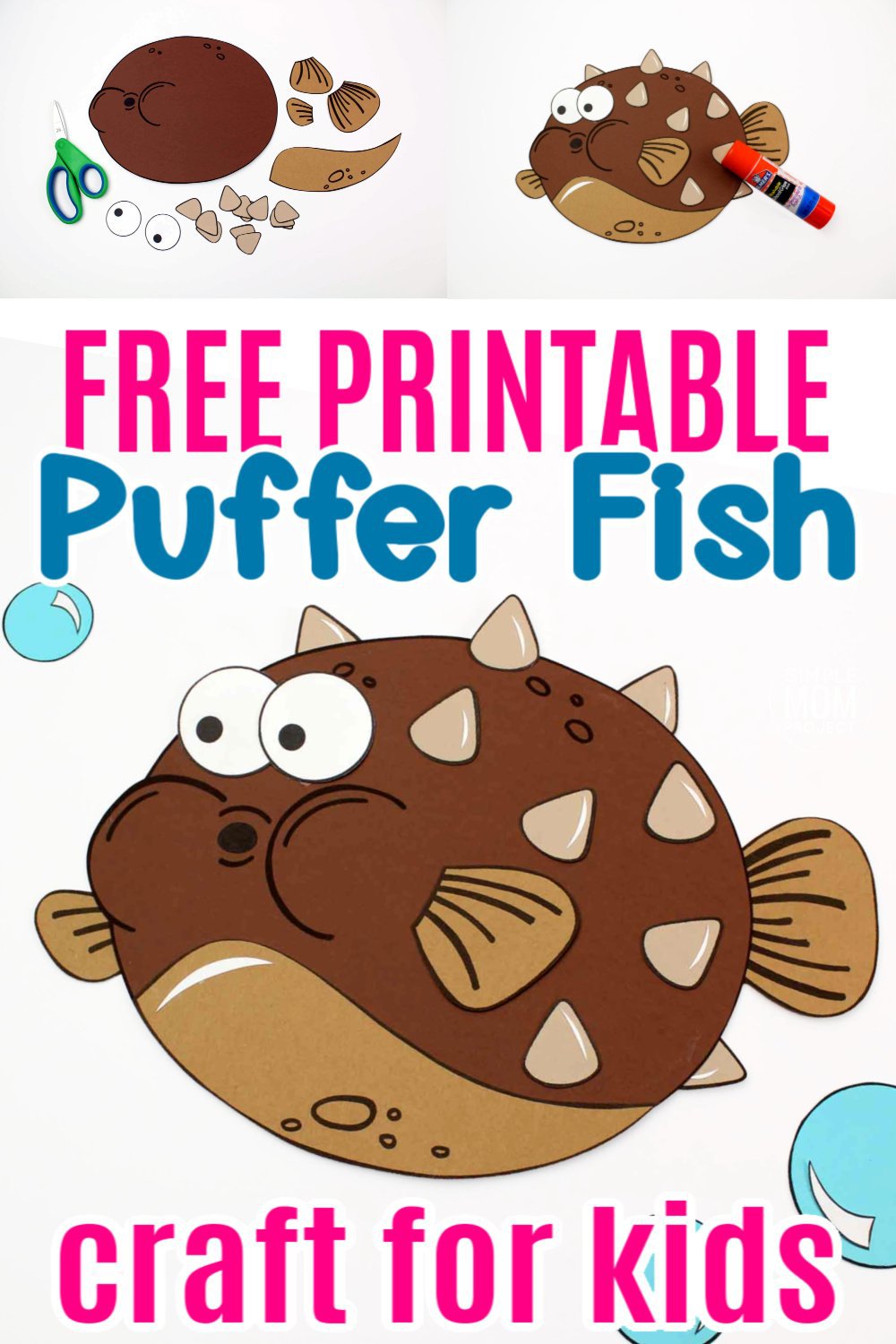 Free Printable Blow Fish Ocean Animal Craft for Kids, preschoolers and toddlers