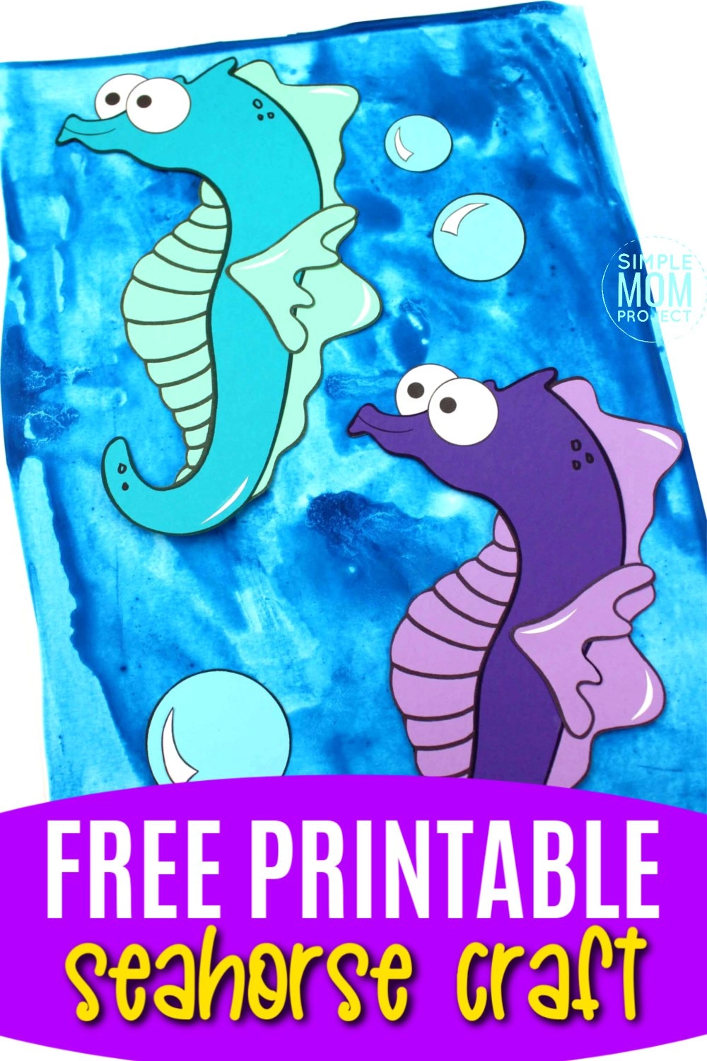 Free Printable Seahorse Ocean Animal Craft for Kids, preschoolers and toddlers