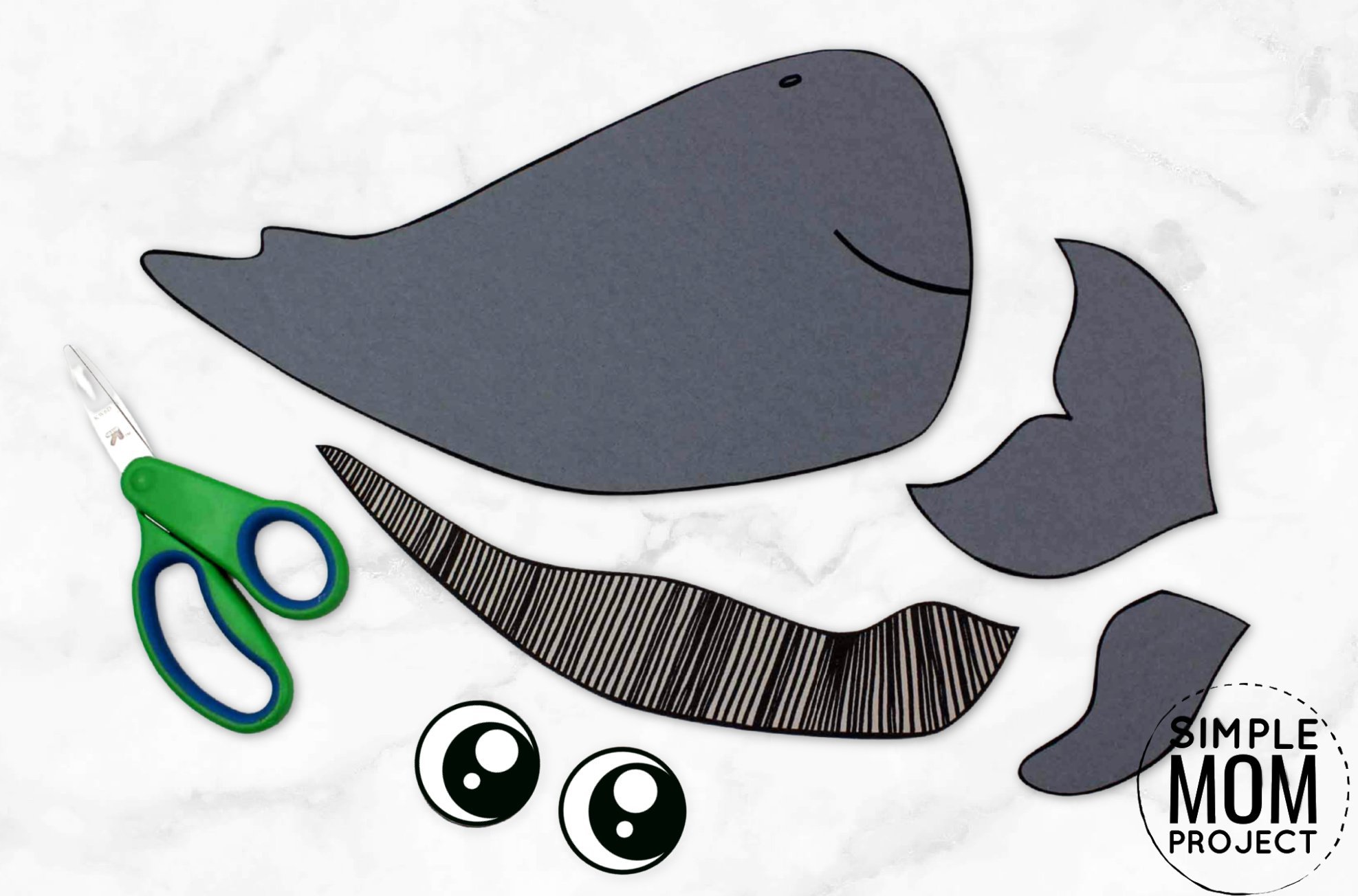 Free Printable Sperm Whale Ocean Animal Craft for Kids, preschoolers and toddlers