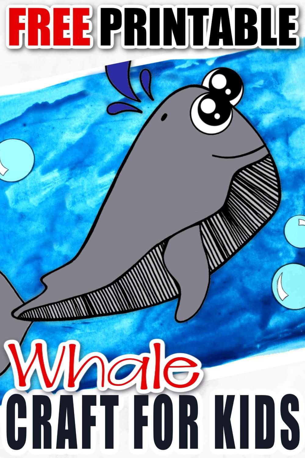 Looking for a fun summer craft or maybe a cute greeting card to cheer someone up? Click now to print this cute whale template and paste together an ocean full of fun! He is perfect for kids of all ages, including preschoolers and toddlers! #whalecrafs #spermwhalecrafts #oceananimals #oceananimalcrafts #simplemomproject