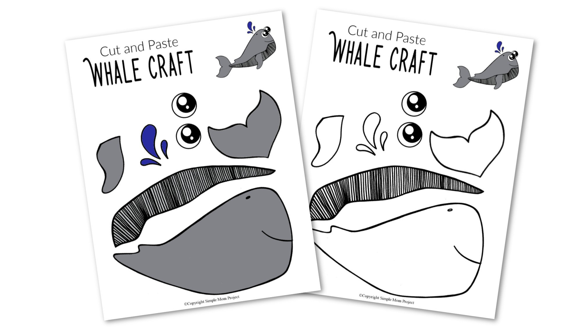 Free Printable Sperm Whale Ocean Animal Craft for Kids, preschoolers and toddlers