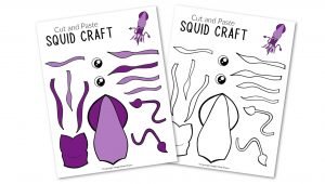 Free Printable Squid Ocean Animal Craft for Kids, preschoolers and toddlers