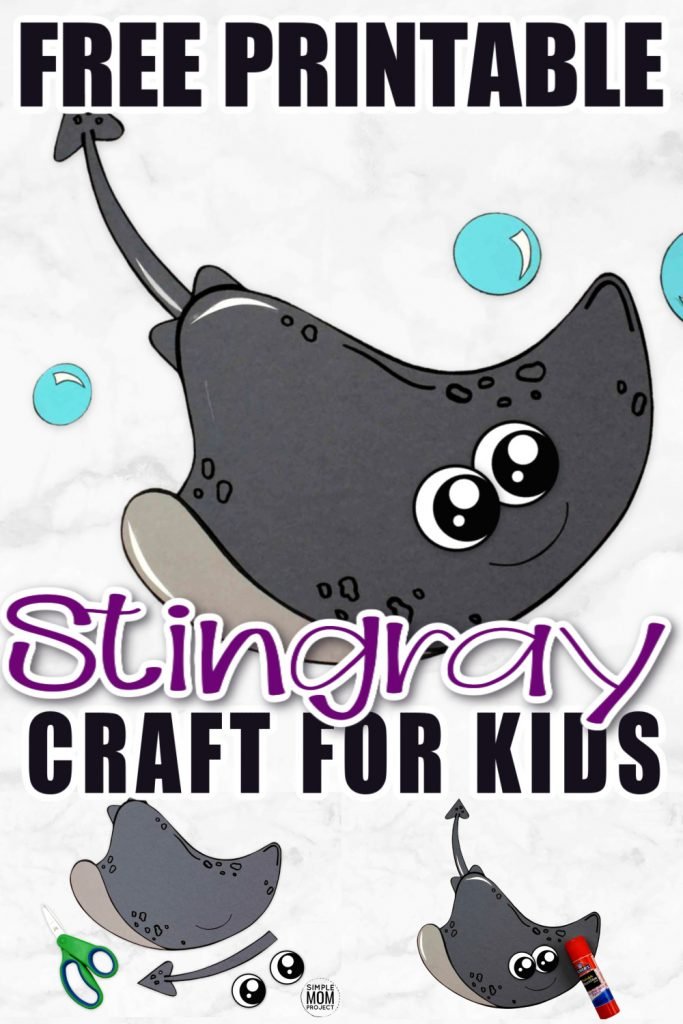 Looking for your next ocean theme craft? Use our free printable stingray template and make this simple stingray craft! Click and find the tutorial to make this fun kids craft. This cut and paste stingray craft is perfect for kids of all ages including preschoolers and toddlers #stingray #stingraycrafts #oceananimals #oceananimalcrafts