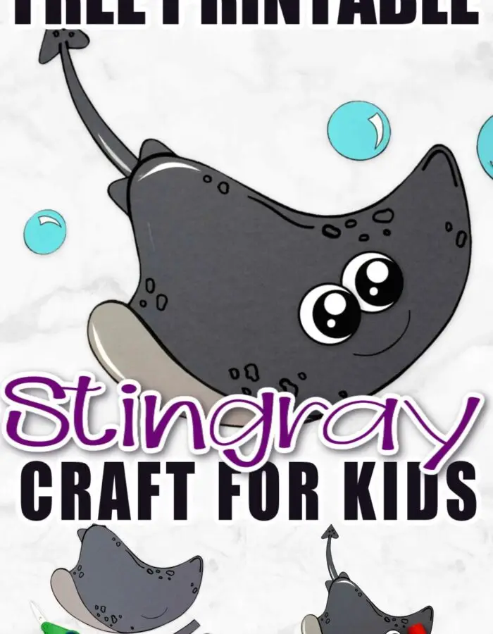 Looking for your next ocean theme craft? Use our free printable stingray template and make this simple stingray craft! Click and find the tutorial to make this fun kids craft. This cut and paste stingray craft is perfect for kids of all ages including preschoolers and toddlers #stingray #stingraycrafts #oceananimals #oceananimalcrafts