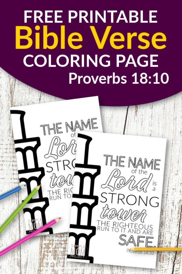 Free Printable Proverbs 18:10 Bible Verse Coloring Page – Simple Mom Project