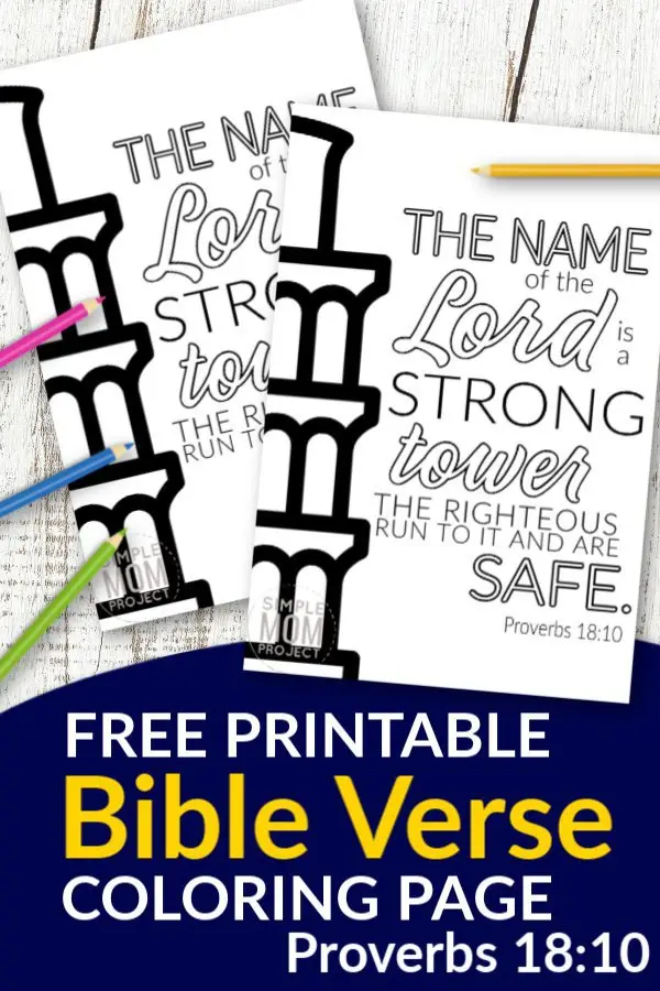 Don't you know the best quotes come from Scripture? Use these free printable bible verse coloring pages to get inspired about God. He is after all our salvation. This Proverbs 18:10 coloring sheet is great for kids and adults, even preschoolers. They are perfect for wall decor or even a quick gift idea! #bibleverse #bibleversecoloring #scripturecoloring #biblejournaling