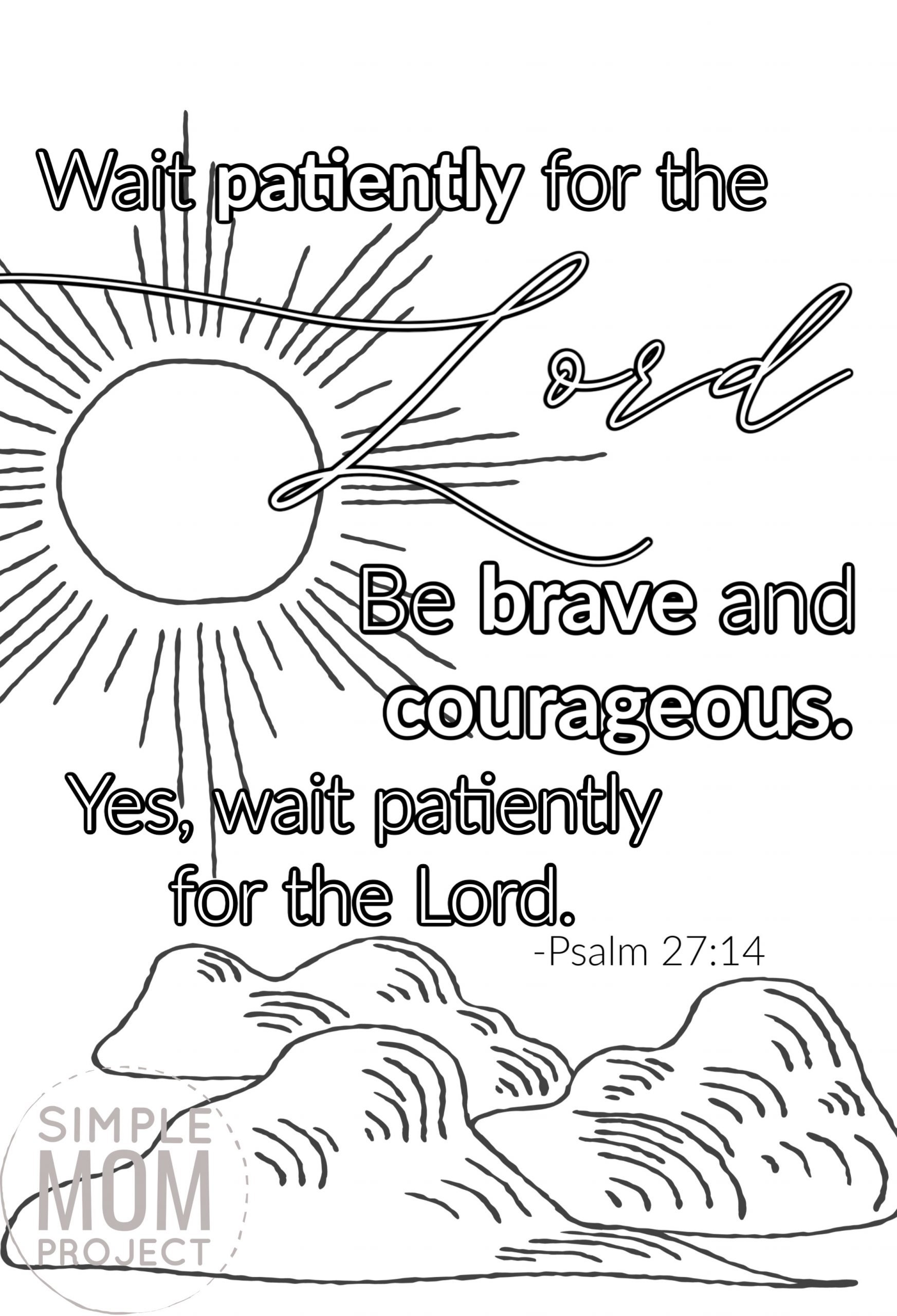 Free Printable Psalm 2714 Bible Verse Coloring Page 