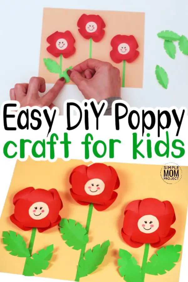 Looking for a remembrance activity? This simple poppy craft is perfect! The easy red poppy flower activity is simple for kids of all ages including preschoolers, toddlers and kindergartners! #poppy #poppycrafts #Veteransdaycrafts #memorialdaycrafts #SimpleMomProject