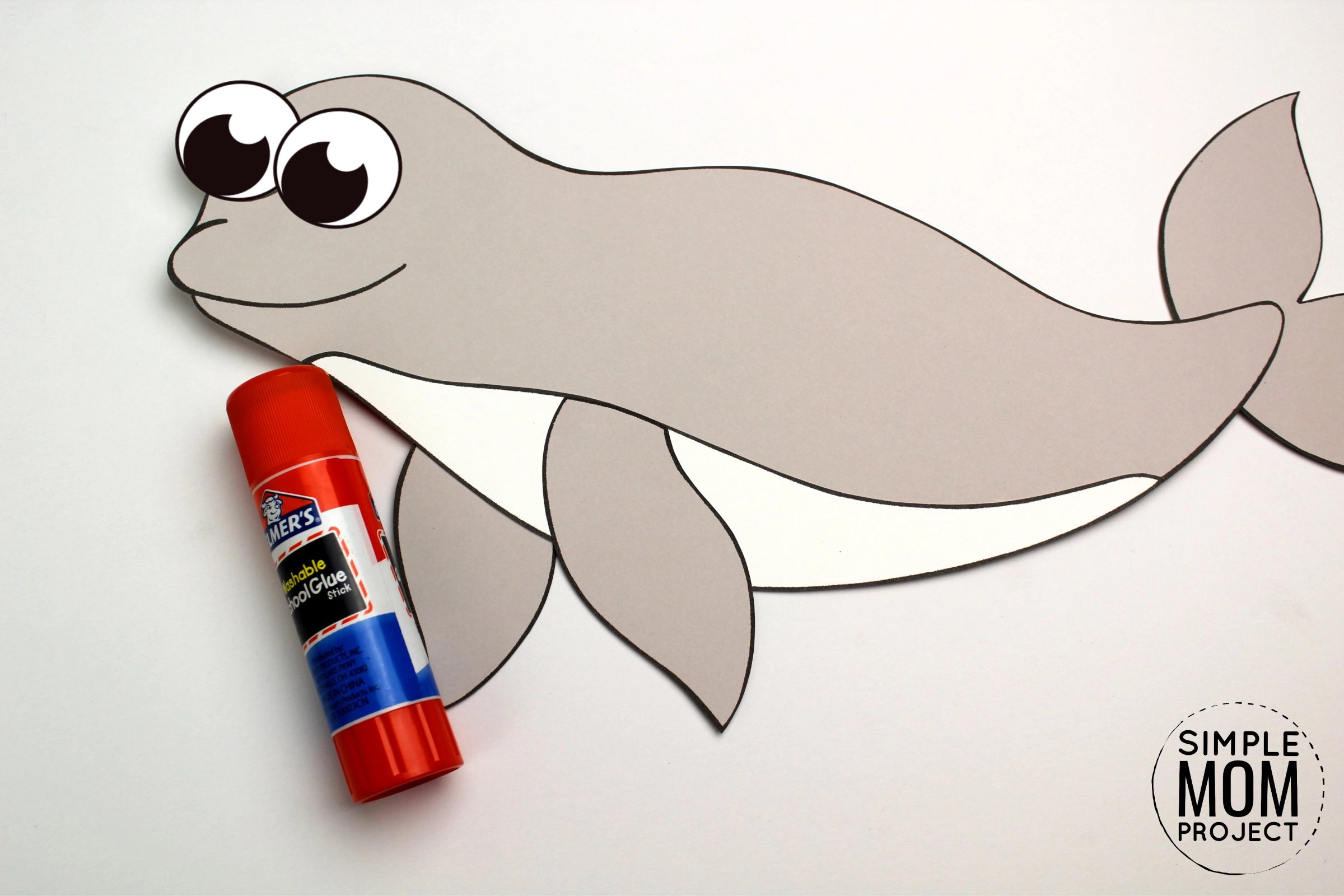 Free Printable Arctic Animal Beluga Whale Craft for Kids Preschoolers and Toddlers