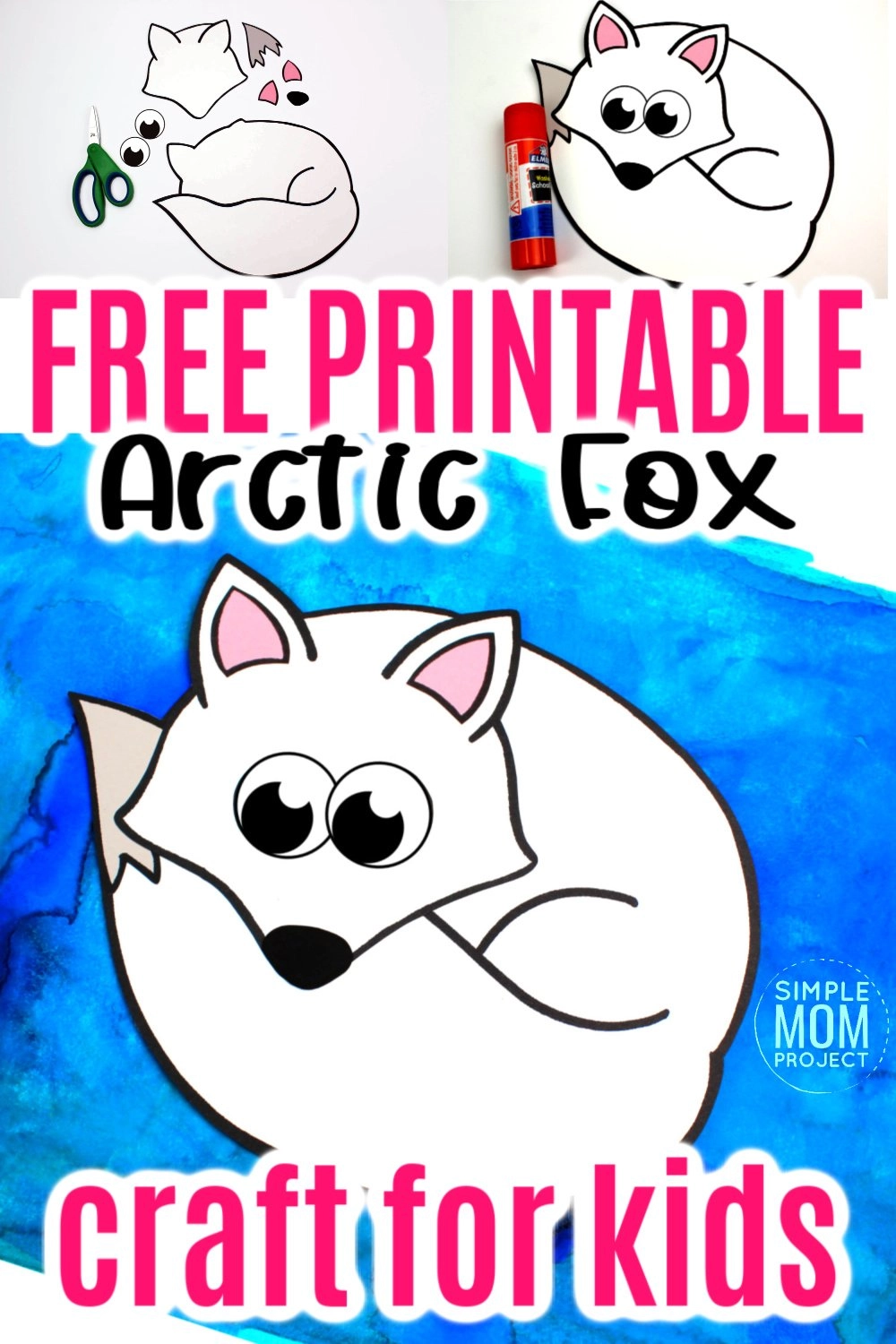 Easy Cut and Paste Arctic Fox Craft for Kids – Simple Mom Project