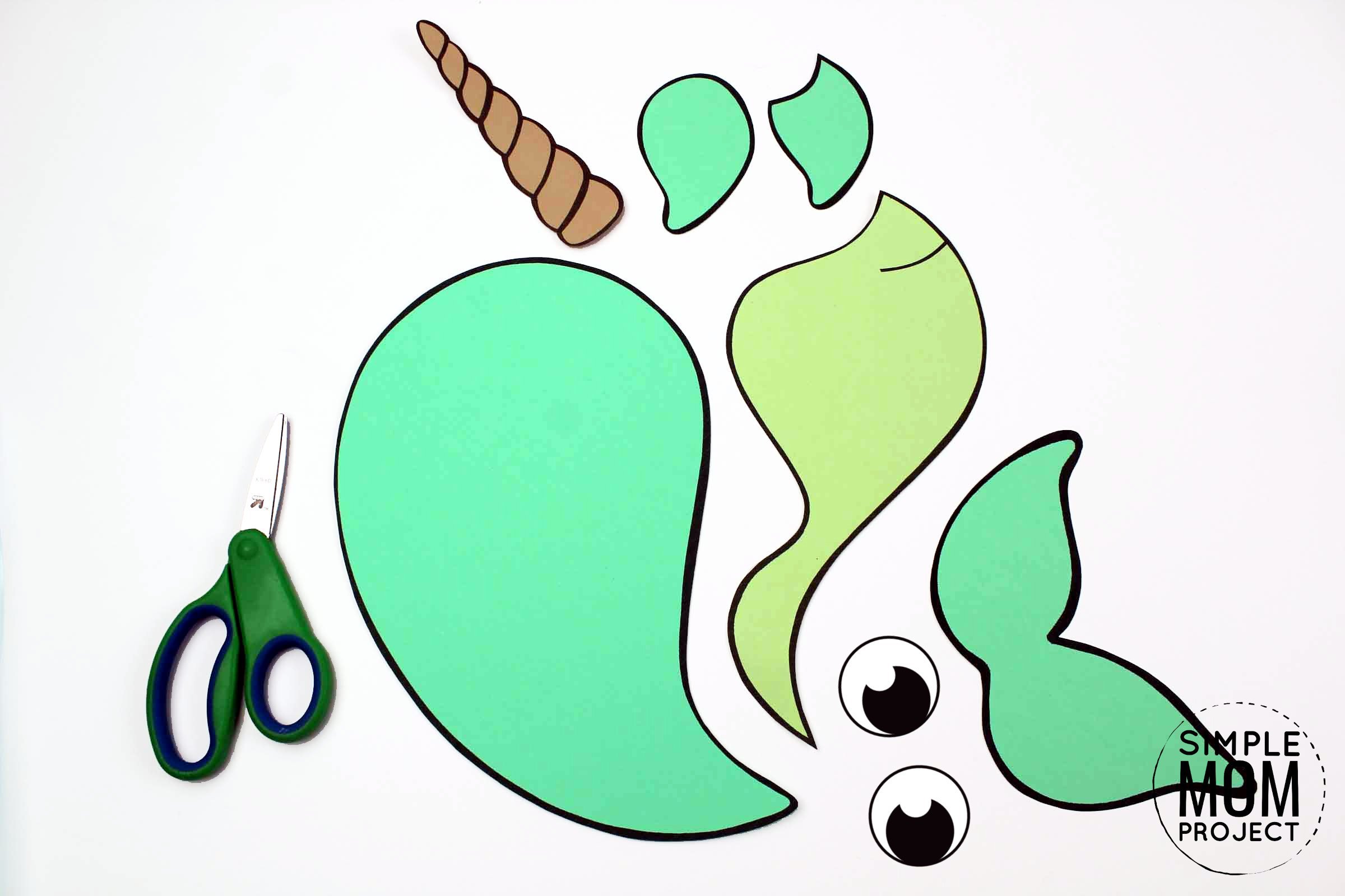 Free Printable Arctic Animal Narwhal Craft for Kids Preschoolers and Toddlers