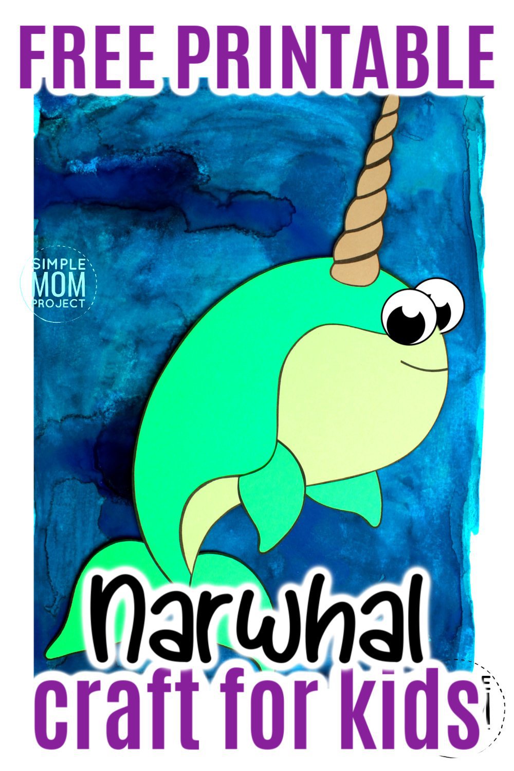 Free Printable Arctic Animal Narwhal Craft for Kids Preschoolers and Toddlers