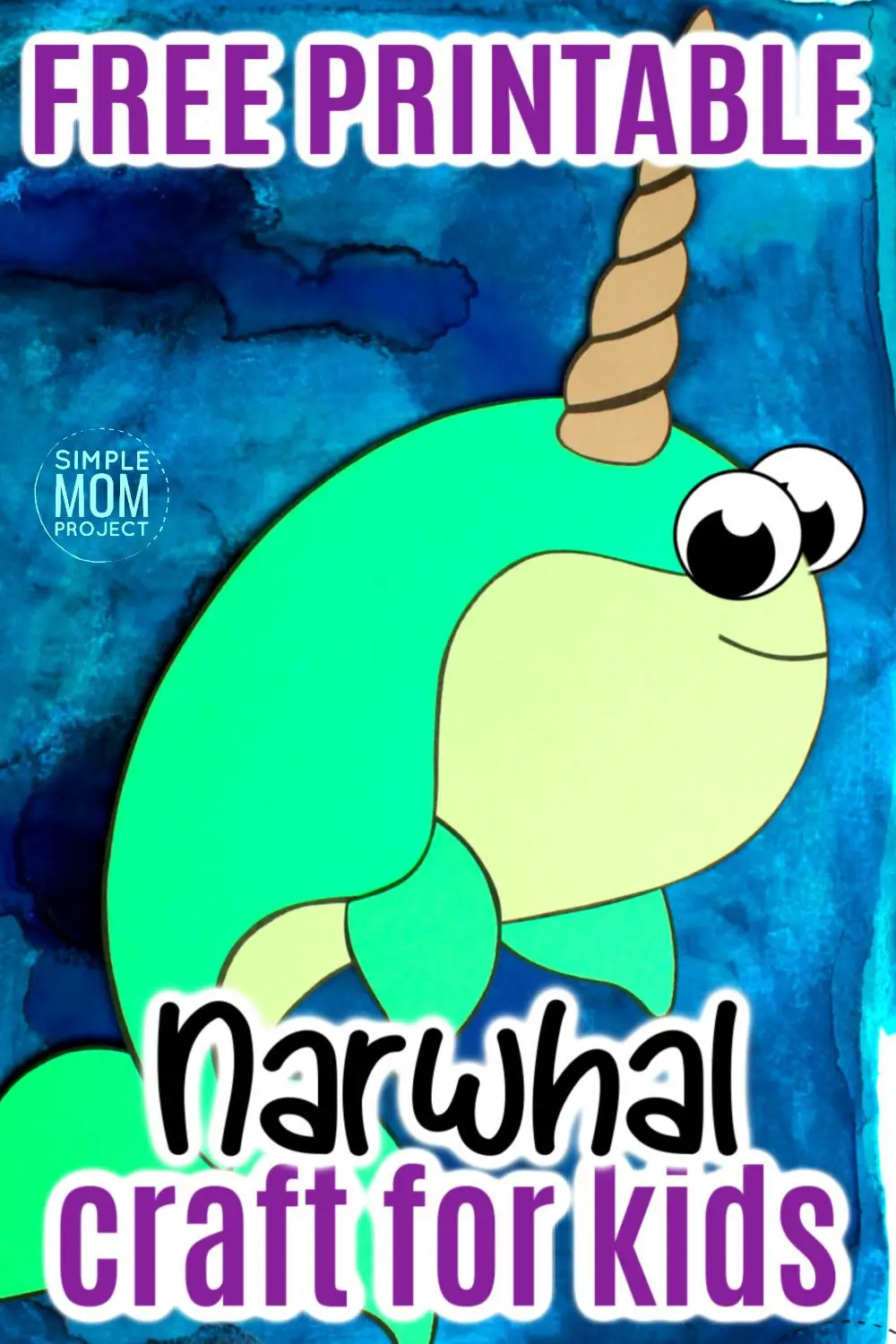 Are you teaching the letter N to your preschooler or planning a narwhal unit study? Use our free printable narwhal template and your favorite narwhal plush and make this easy diy narwhal craft. This cute arctic animal narwhal craft is a great paper craft for kids of all ages including kindergartners and toddlers #narwhal #narwhallesson #narwhalcrafts #arcticanimals #arcticanimalcrafts #SimpleMomProject