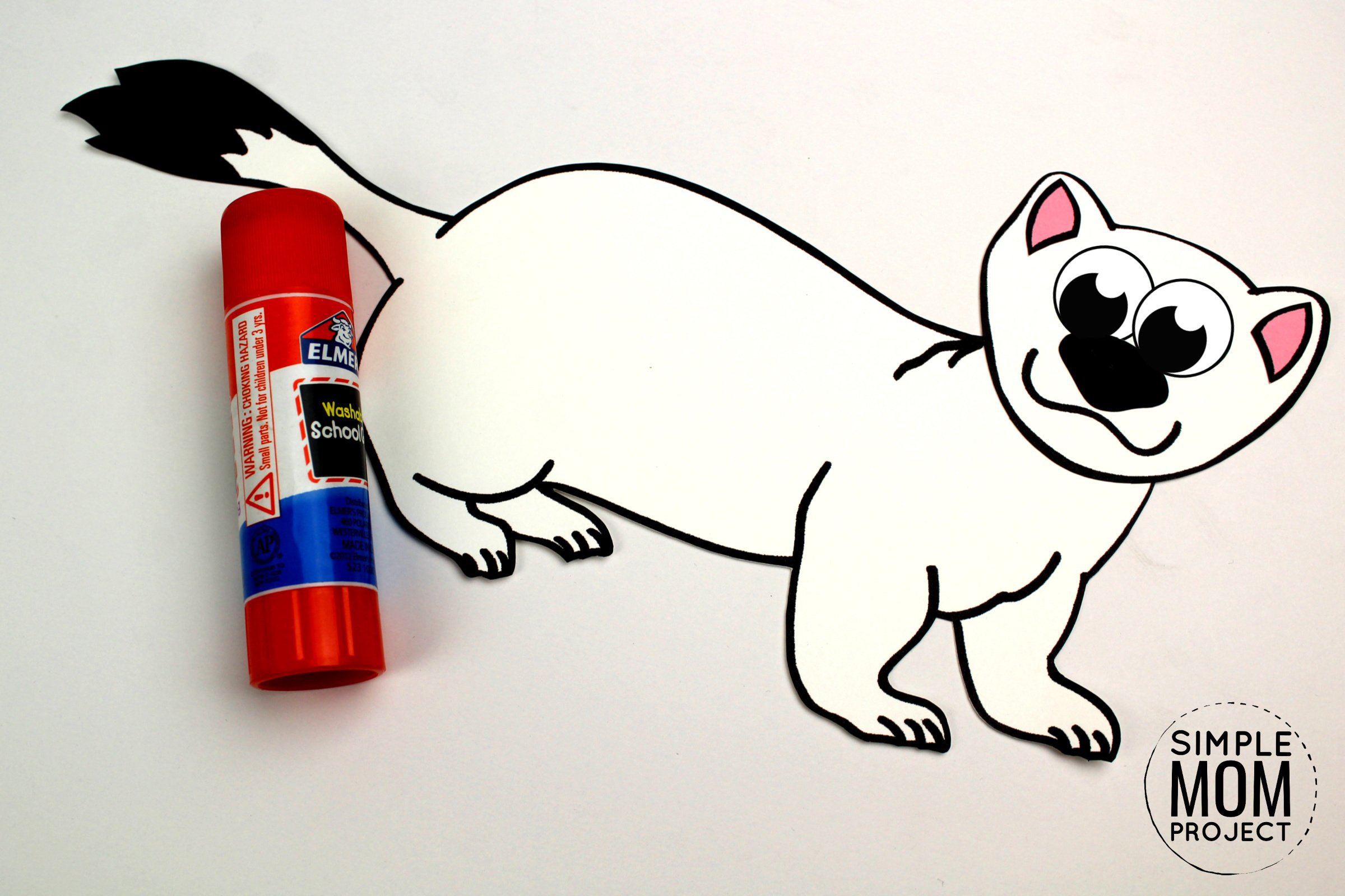 Free Printable Arctic Animal Stoat Craft for Kids Preschoolers and Toddlers