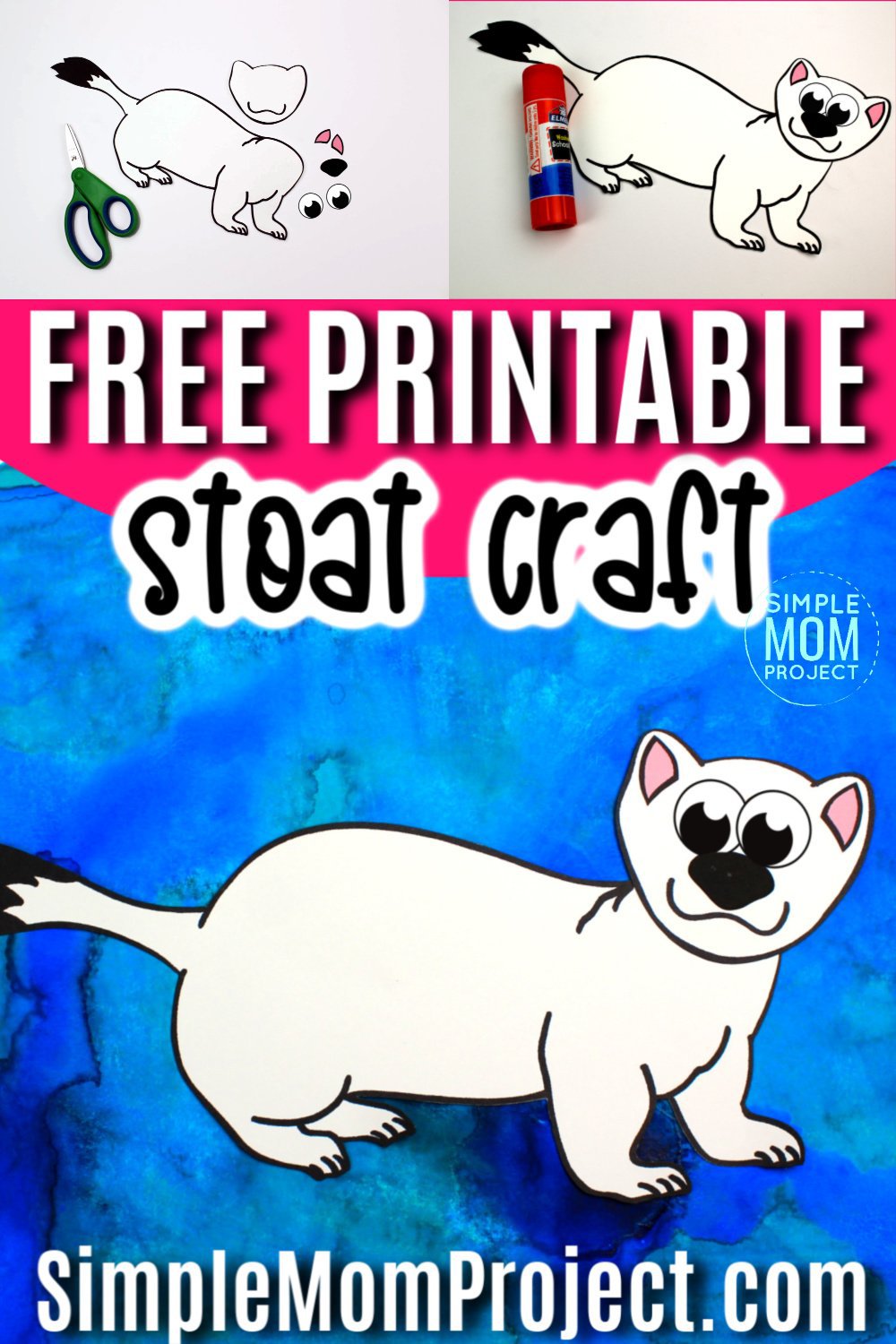 Free Printable Arctic Animal Stoat Craft for Kids Preschoolers and Toddlers