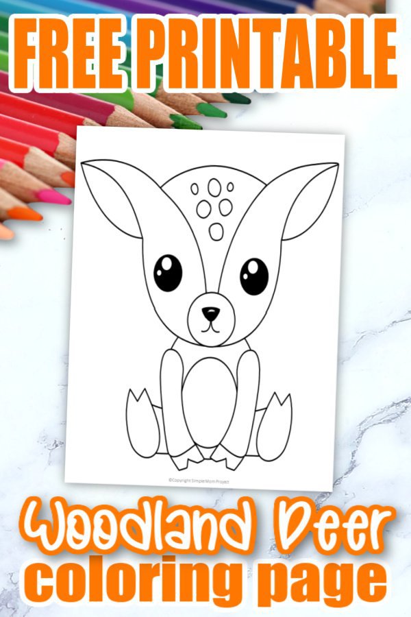 Free Printable Woodland Forest Deer Coloring Page for Kids Preschoolers Toddlers and kindergartners