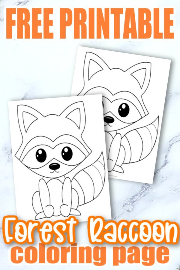 Free Printable Woodland Forest Raccoon Coloring Page for Kids Preschoolers Toddlers and kindergartners