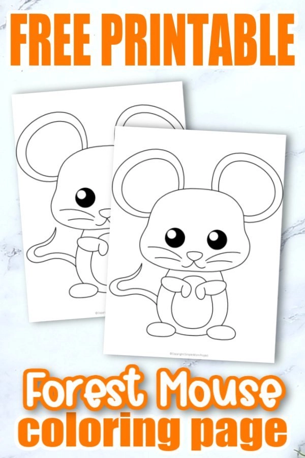 Free Printable Woodland Forest mouse Coloring Page for Kids Preschoolers Toddlers and kindergartners