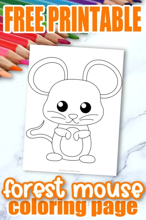 Free Printable Woodland Forest mouse Coloring Page for Kids Preschoolers Toddlers and kindergartners