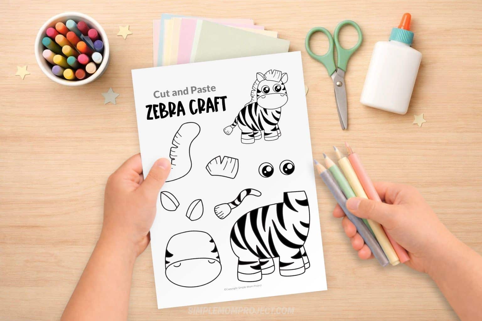 printable zebra craft template for kids safari animal cut and paste activity