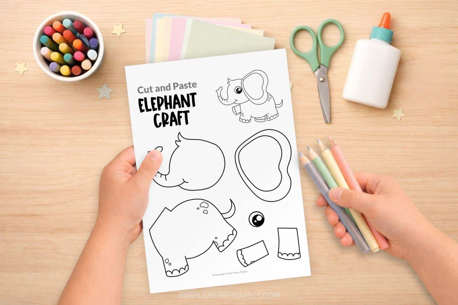 free printable elephant craft template for kids cut and paste safari animal activity preschool kindergarten