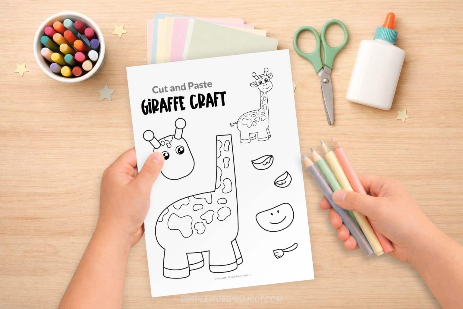 free printable giraffe craft template for kids cut and paste safari animal activity preschool kindergarten