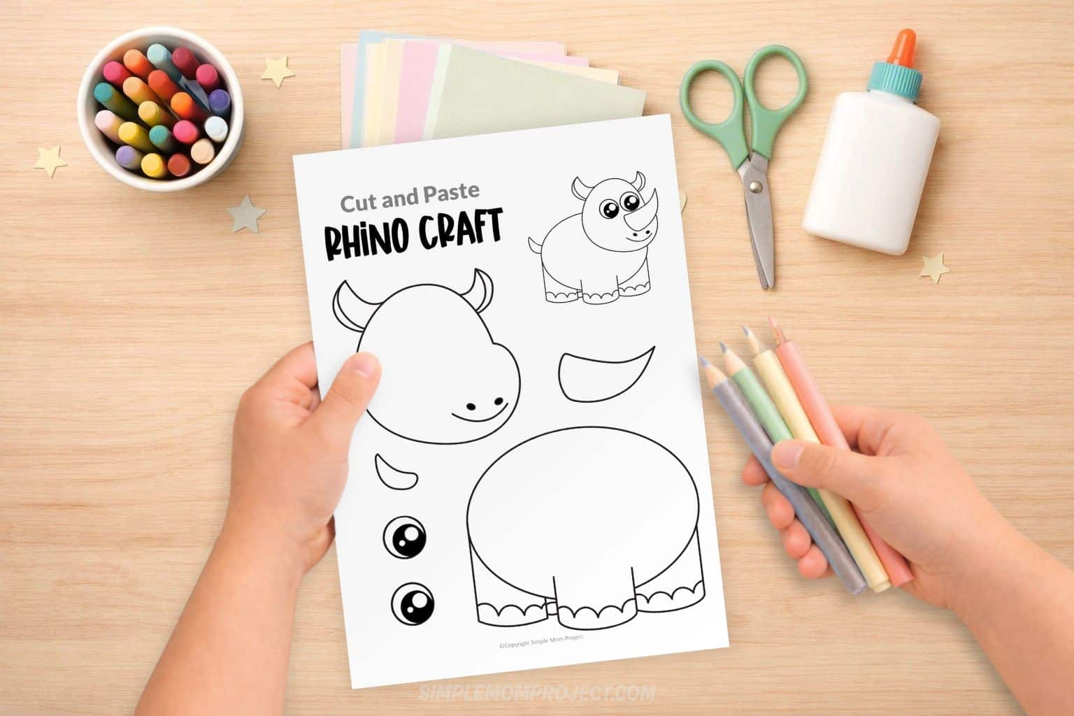 free printable rhino craft template for kids cut and paste safari animal activity preschool kindergarten