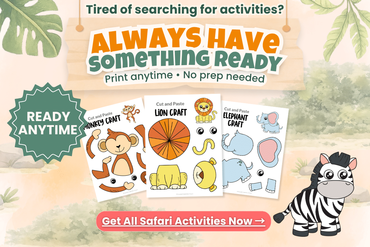 printable safari animal activities for kids easy zebra craft templates