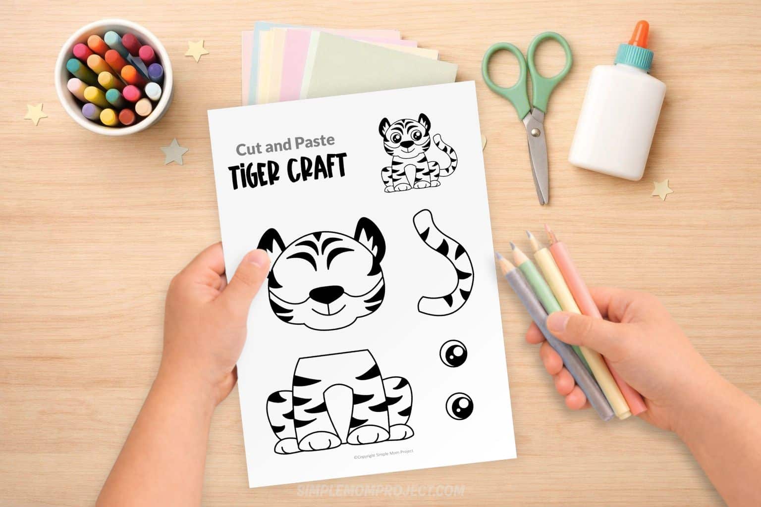 free printable tiger craft template for kids cut and paste zoo animal activity preschool kindergarten