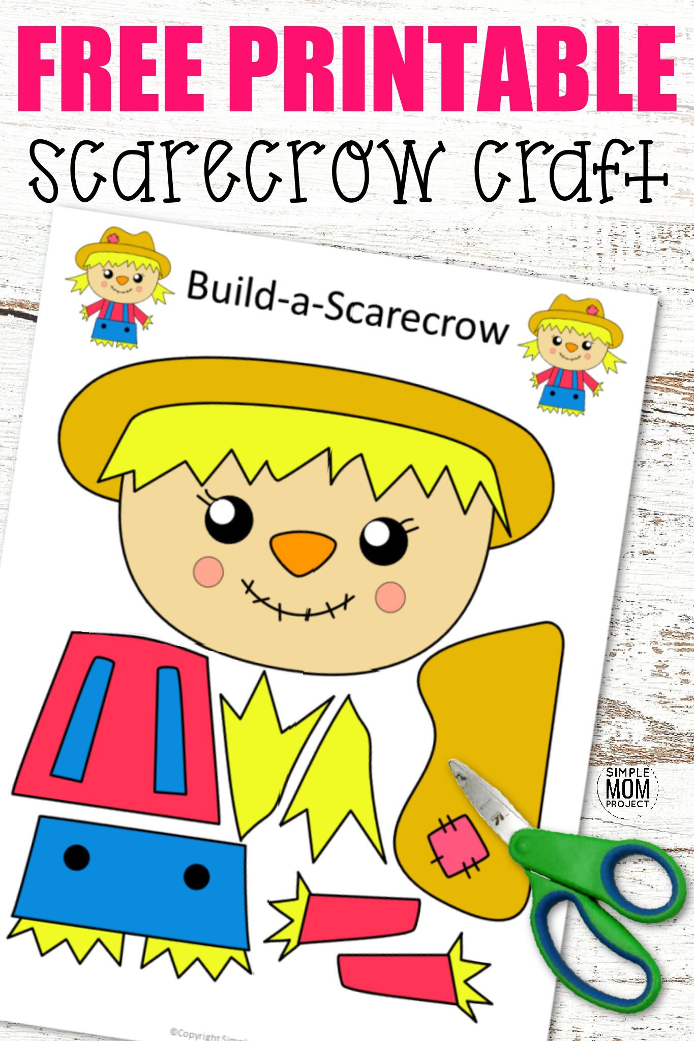 Free Printable Cut and Paste Girl Scarecrow Craft for Kids - Simple Mom