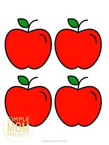 Red and Green Apple Templates in Large, Medium and Small