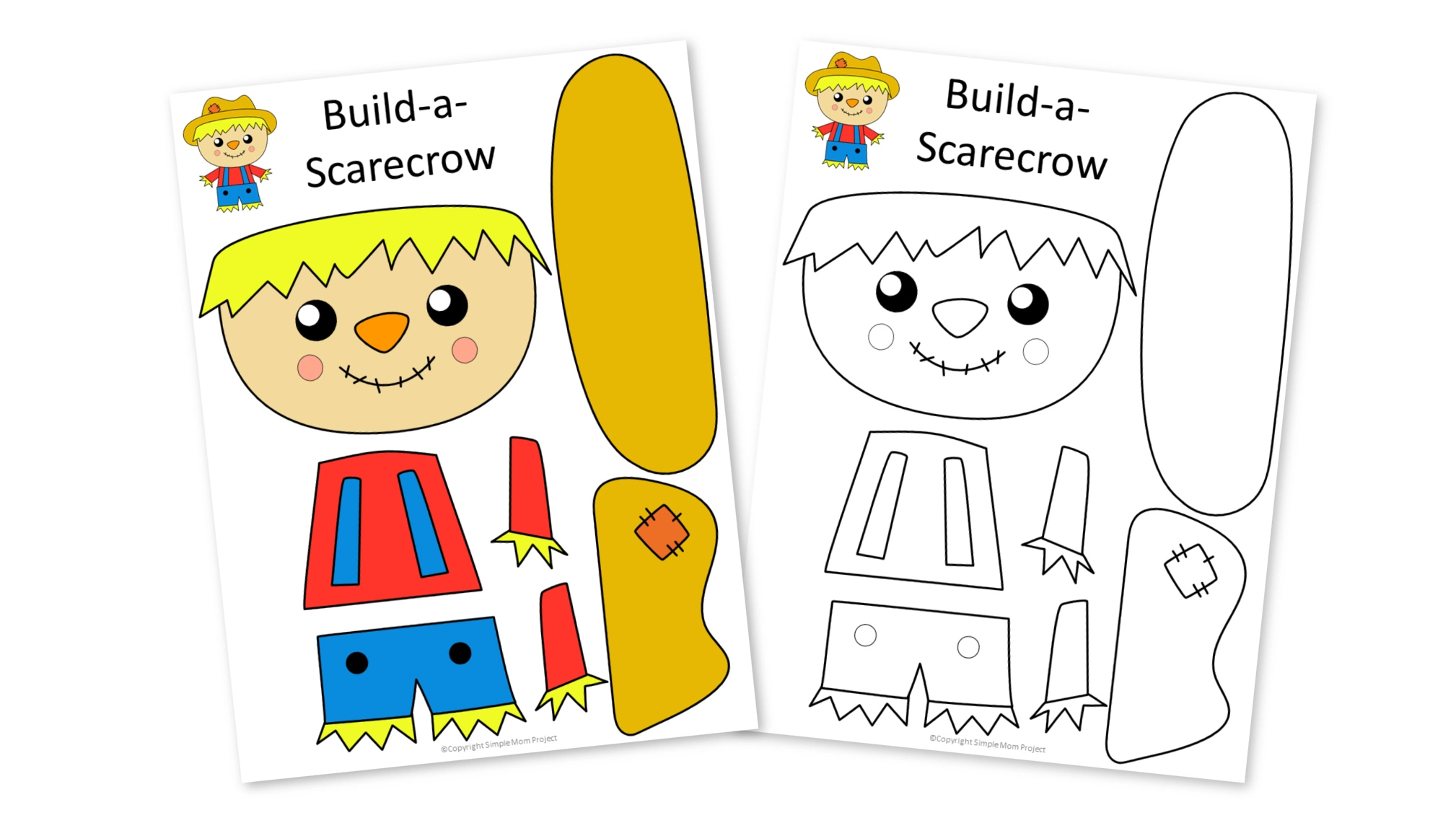 Free Printable Scarecrow Craft Template Simple Mom Project