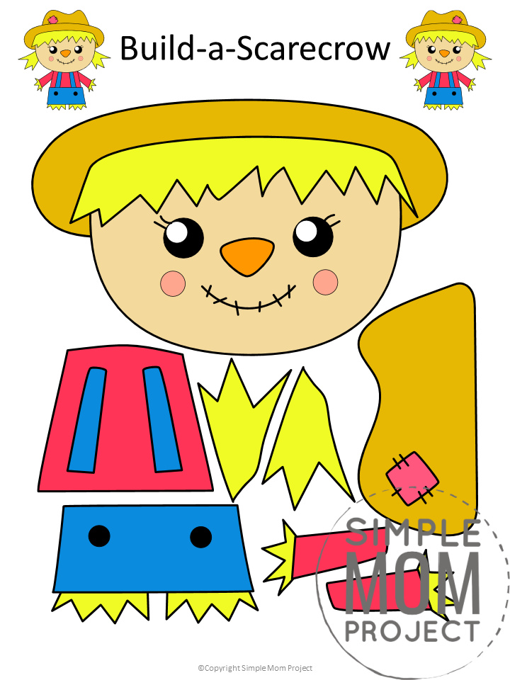 Free Printable Cut and Paste Girl Scarecrow Craft for Kids