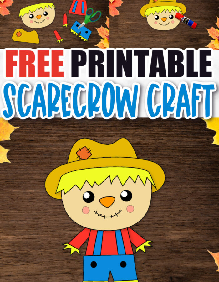 Are you looking for a simple autumn theme craft to do with your preschool, kindergarten or first grade class? Click now to download and print our diy scarecrow craft! You can glue it on a Popsicle stick or paper bag to turn this scarecrow craft into a fun puppet. Your kids will love the cutout scarecrow craft!