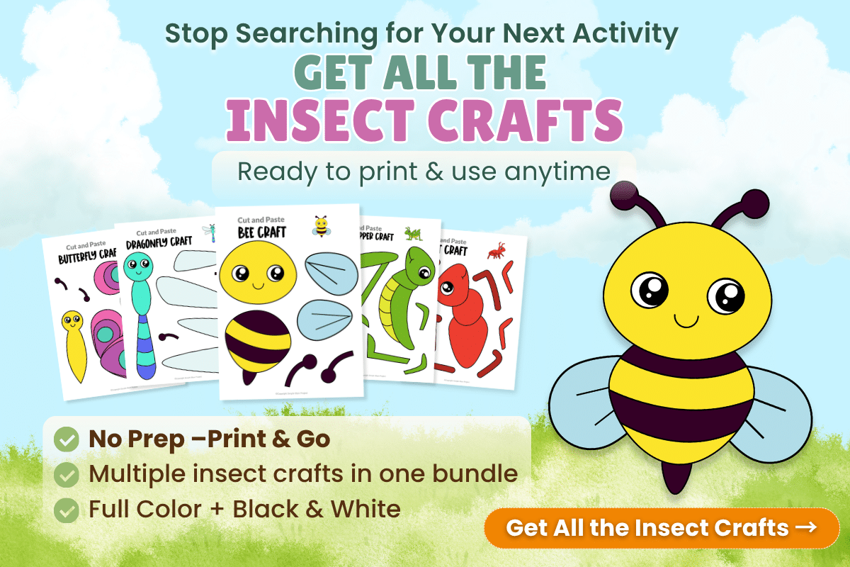 No prep bee craft printable for kids easy insect activity