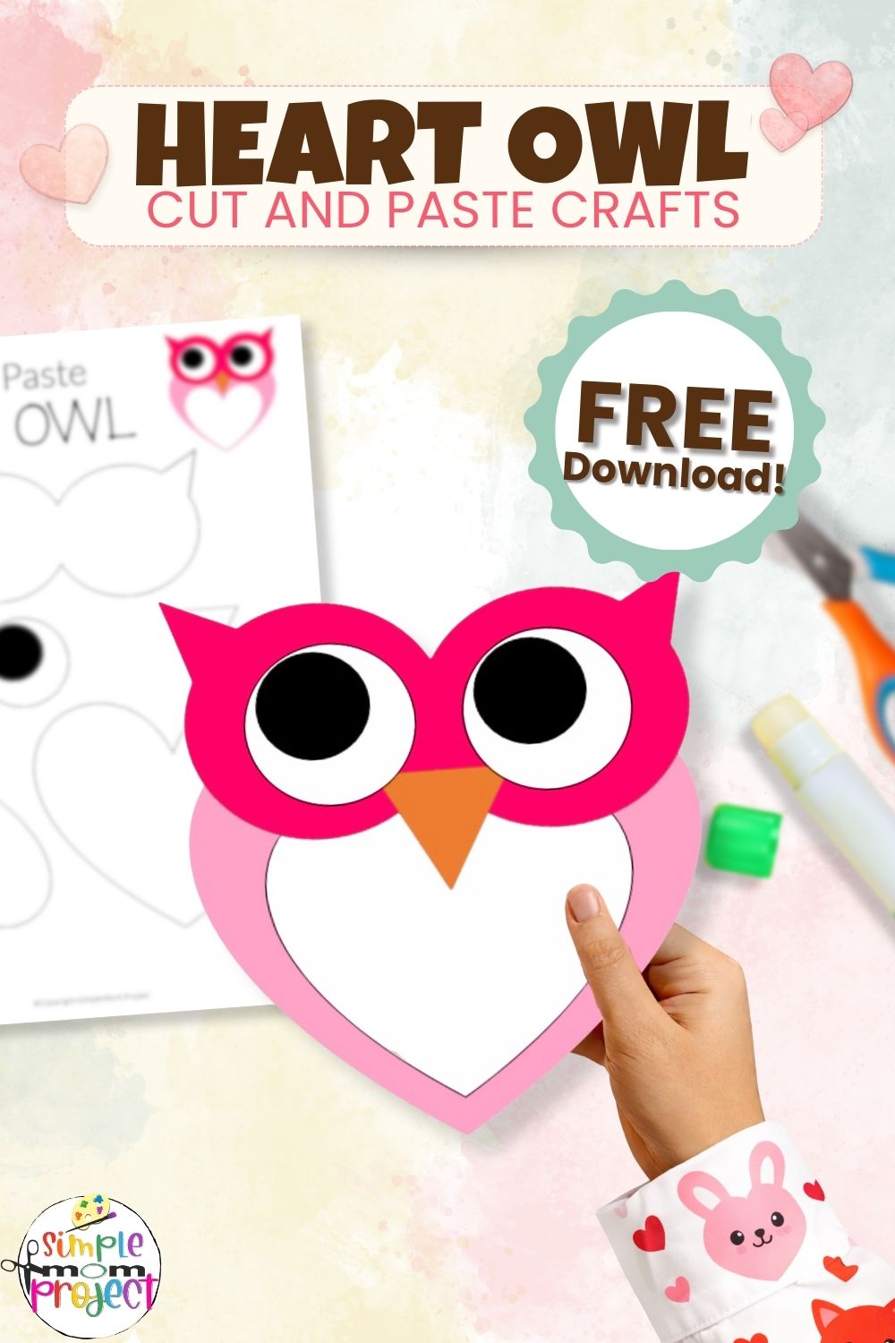 Printable heart owl template for kids of all ages