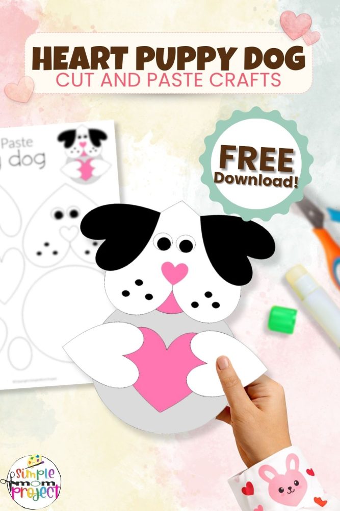 Heart Dog Cut and Paste Craft – Free Printable Template - Simple Mom ...