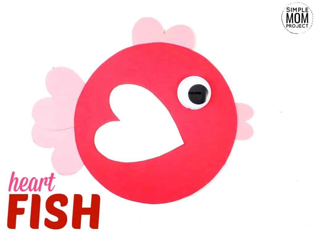 Free Printable Cut and Paste Heart Fish Craft with Fish Template