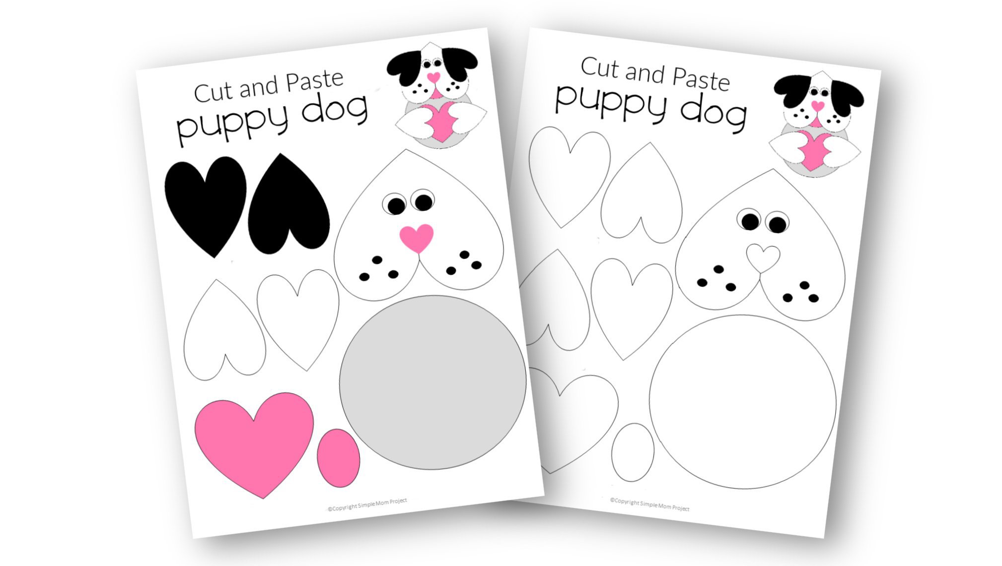 Free Printable Cut and Paste Heart Dog Craft Simple Mom Project