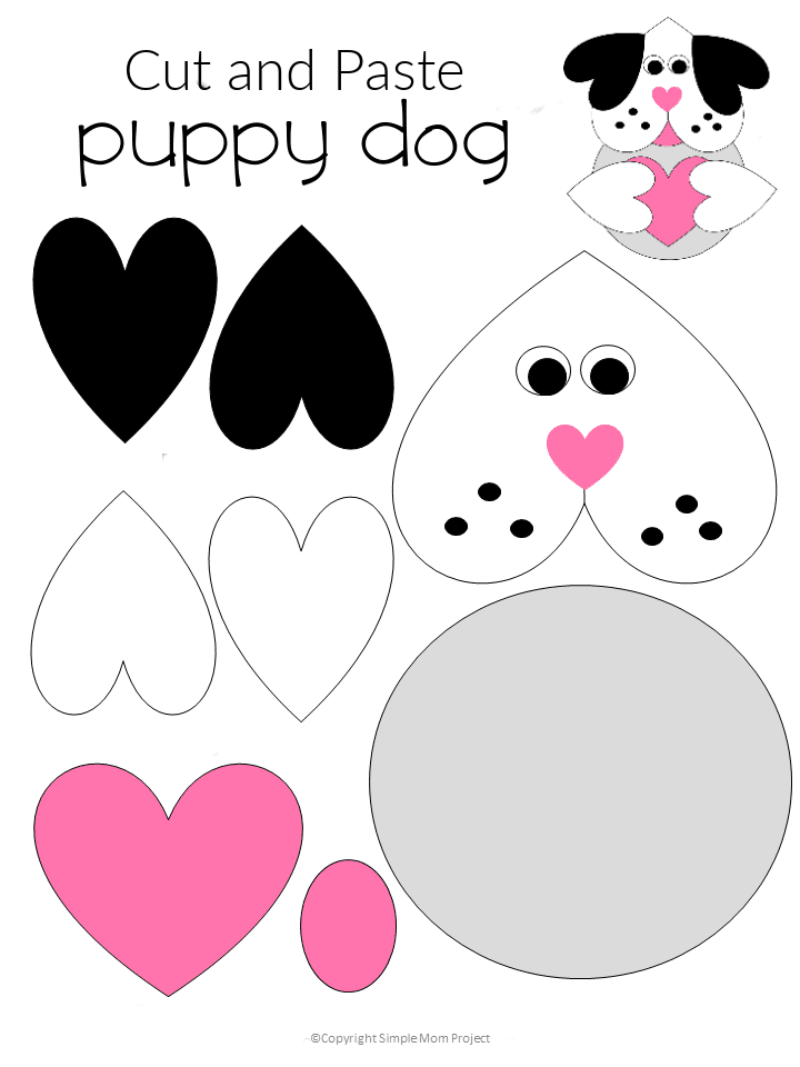 Free Printable Cut And Paste Heart Dog Craft Simple Mom Project