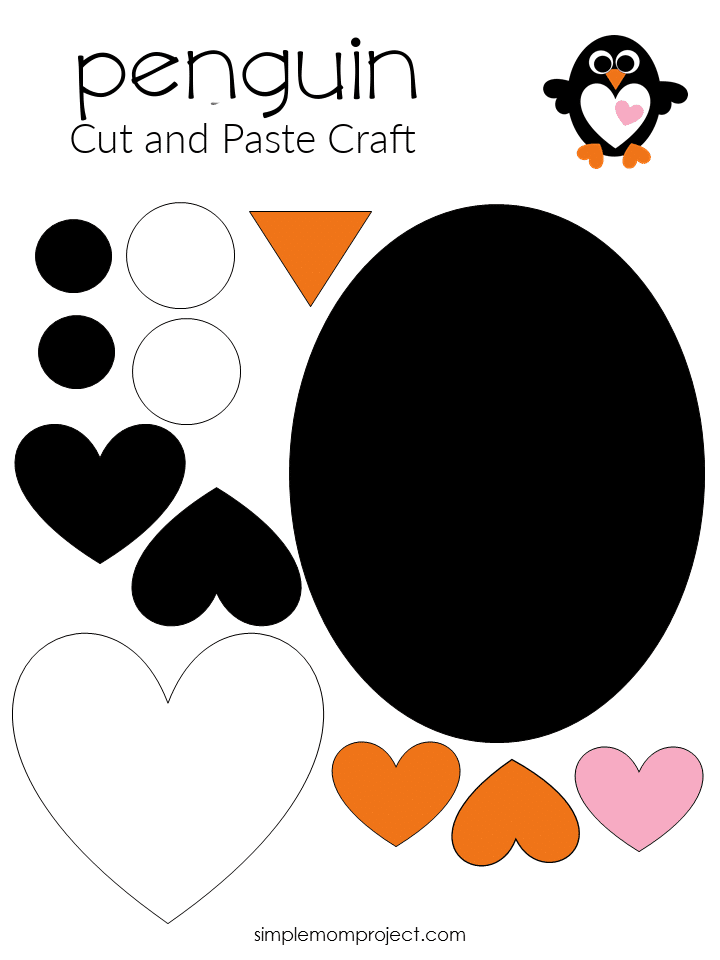 Free Printable Simple Heart Penguin Art Project
