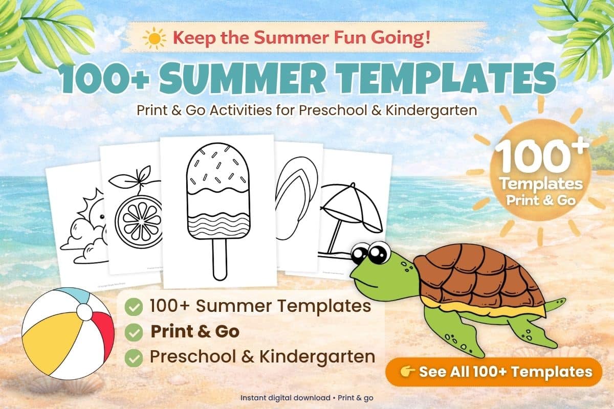 free printable summer templates bundle for kids preschool print and go activities crafts