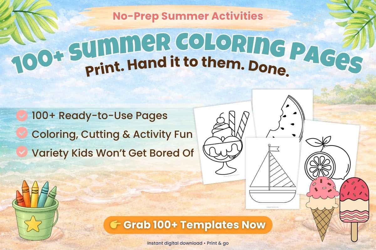 free printable summer coloring pages for kids preschool kindergarten print and go activities