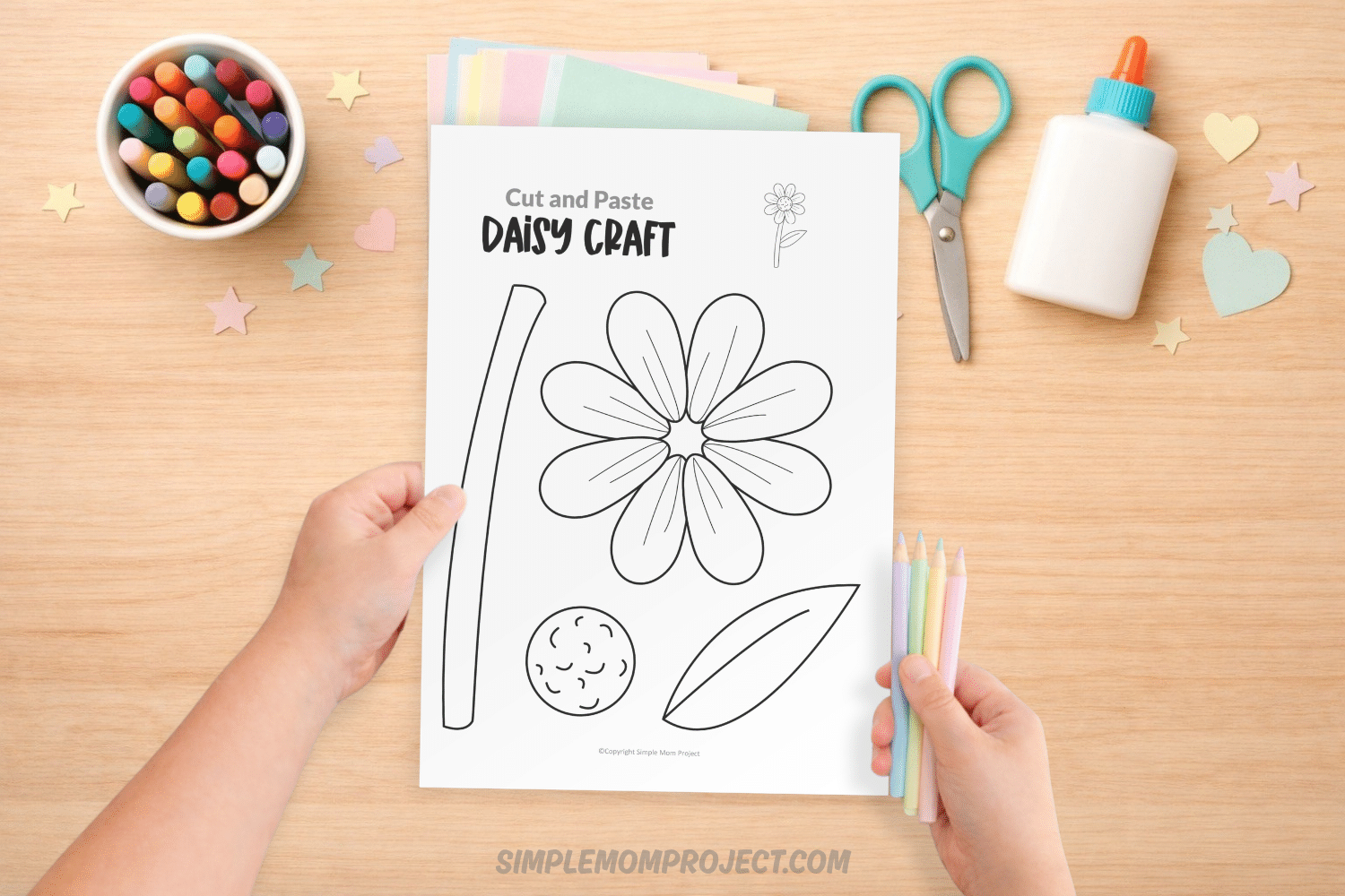 free printable daisy flower template for kids easy spring activity preschool